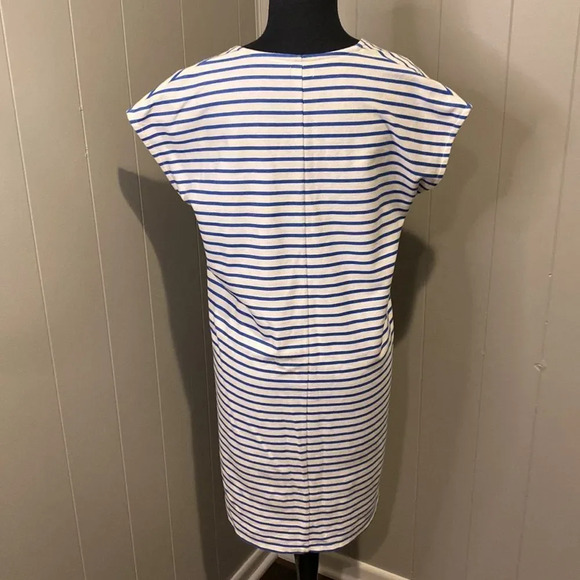 J Crew Small Midi Sleeveless Dress Stripes V Neck Side slits on hem - Picture 5 of 7